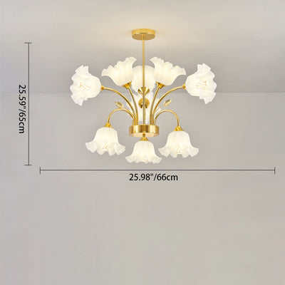 Contemporary Scandinavian Branch Round Flower Pod Glass Iron 9/12/15/18 Light Chandelier For Living Room