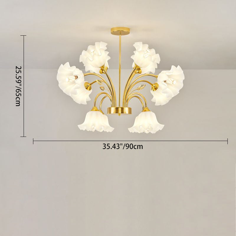 Contemporary Scandinavian Branch Round Flower Pod Glass Iron 9/12/15/18 Light Chandelier For Living Room