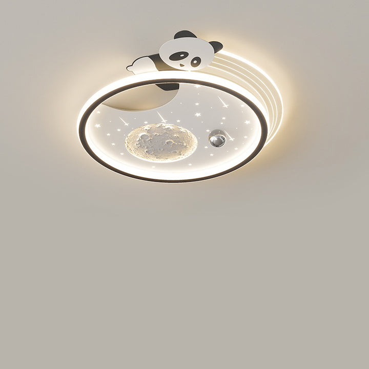 Plafonnier LED rond en résine acrylique fer pour enfants Art déco moderne Panda Planète pour salon 