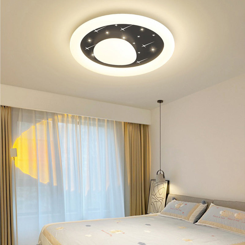 Modern Simplicity Round Ring Star Acrylic Hardware LED Flush Mount Ceiling Light For Living Room