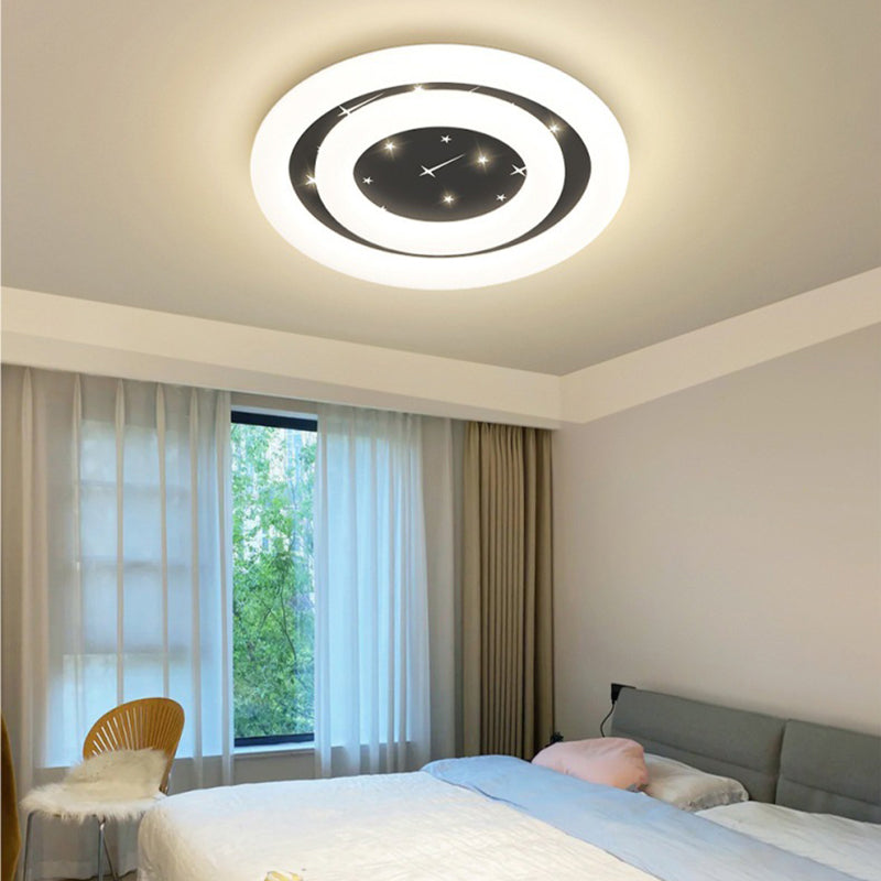 Modern Simplicity Round Ring Star Acrylic Hardware LED Flush Mount Ceiling Light For Living Room