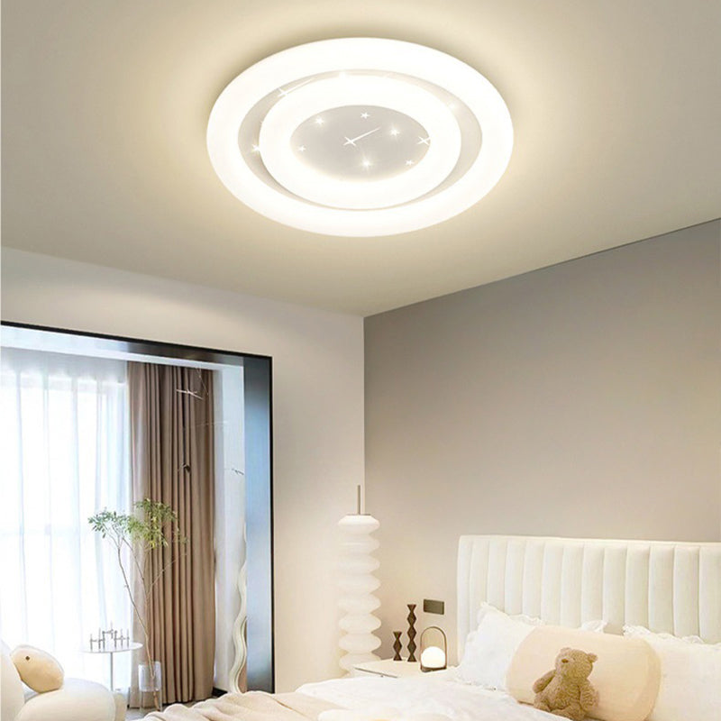 Modern Simplicity Round Ring Star Acrylic Hardware LED Flush Mount Ceiling Light For Living Room