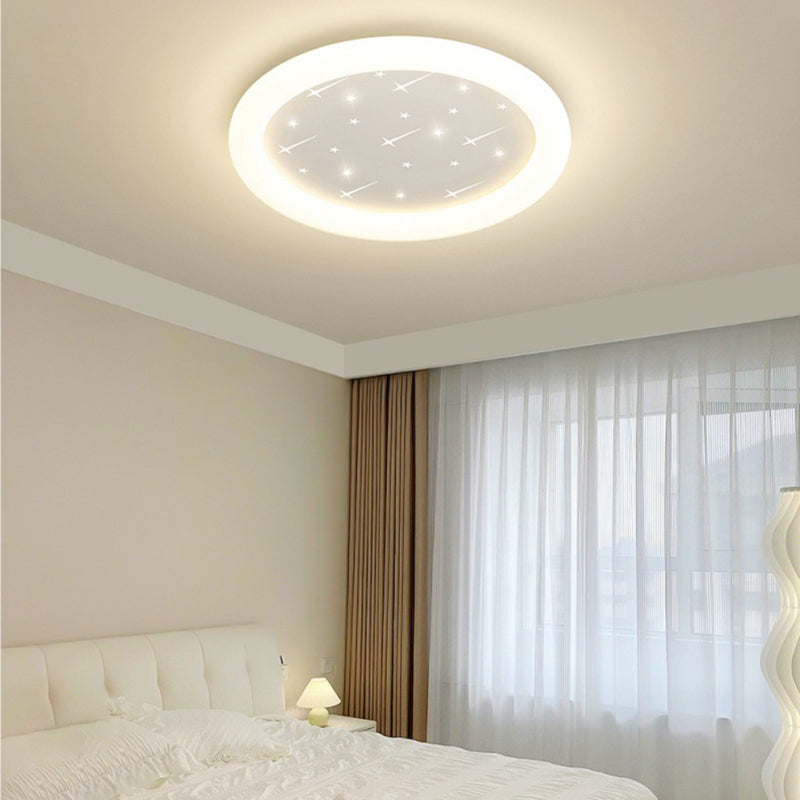 Modern Simplicity Round Ring Star Acrylic Hardware LED Flush Mount Ceiling Light For Living Room