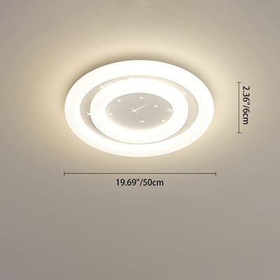 Modern Simplicity Round Ring Star Acrylic Hardware LED Flush Mount Ceiling Light For Living Room