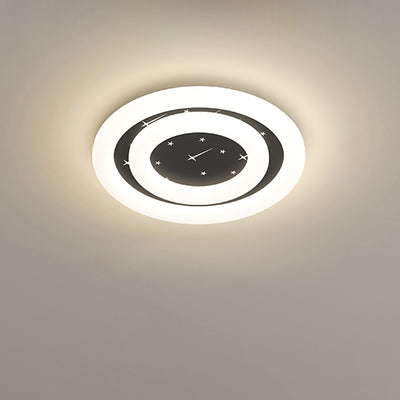 Modern Simplicity Round Ring Star Acrylic Hardware LED Flush Mount Ceiling Light For Living Room