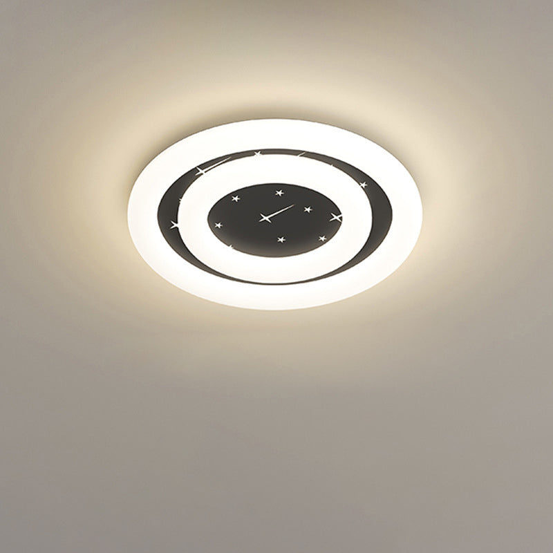 Modern Simplicity Round Ring Star Acrylic Hardware LED Flush Mount Ceiling Light For Living Room
