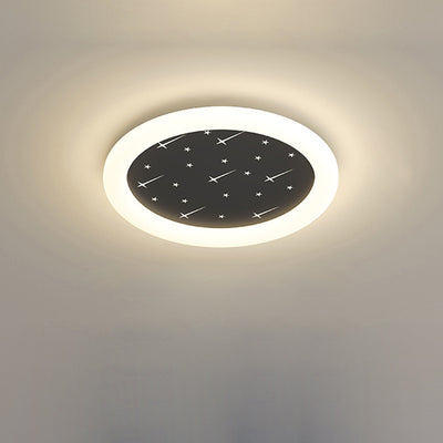 Modern Simplicity Round Ring Star Acrylic Hardware LED Flush Mount Ceiling Light For Living Room