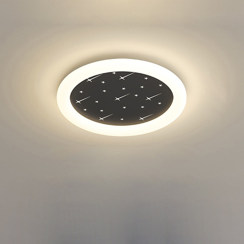 Modern Simplicity Round Ring Star Acrylic Hardware LED Flush Mount Ceiling Light For Living Room
