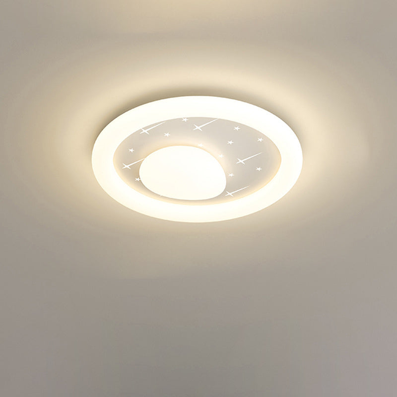 Modern Simplicity Round Ring Star Acrylic Hardware LED Flush Mount Ceiling Light For Living Room