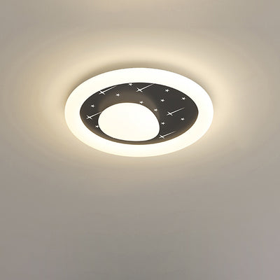 Modern Simplicity Round Ring Star Acrylic Hardware LED Flush Mount Ceiling Light For Living Room