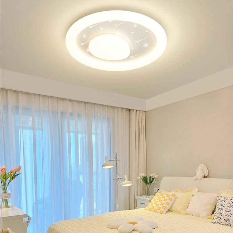 Modern Simplicity Round Ring Star Acrylic Hardware LED Flush Mount Ceiling Light For Living Room