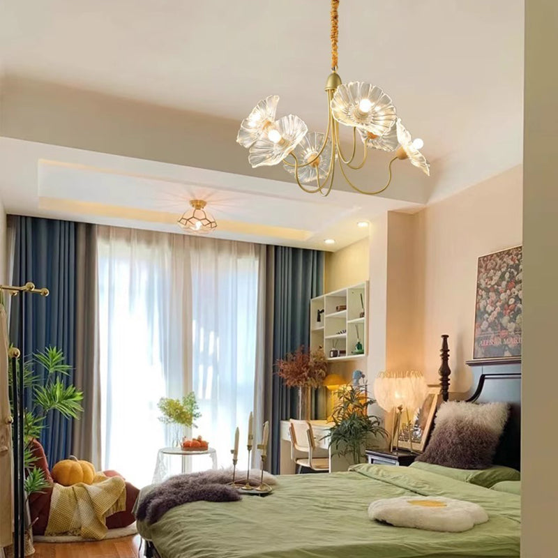 Traditioneller französischer floraler gebogener Glas-Eisen 3/6-Licht-Kronleuchter für das Wohnzimmer 