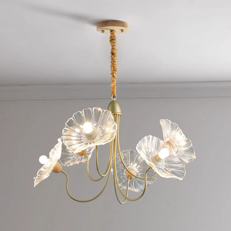 Traditioneller französischer floraler gebogener Glas-Eisen 3/6-Licht-Kronleuchter für das Wohnzimmer 