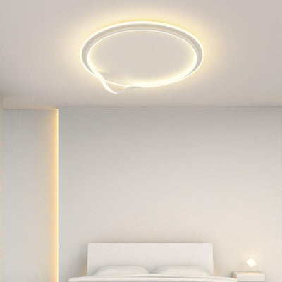 Modern Minimalist Square Round Bent Iron Aluminum LED Flush Mount Ceiling Light For Living Room