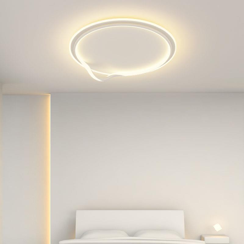 Modern Minimalist Square Round Bent Iron Aluminum LED Flush Mount Ceiling Light For Living Room
