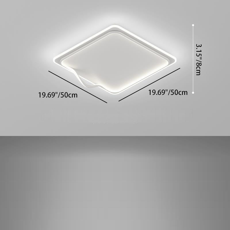 Modern Minimalist Square Round Bent Iron Aluminum LED Flush Mount Ceiling Light For Living Room