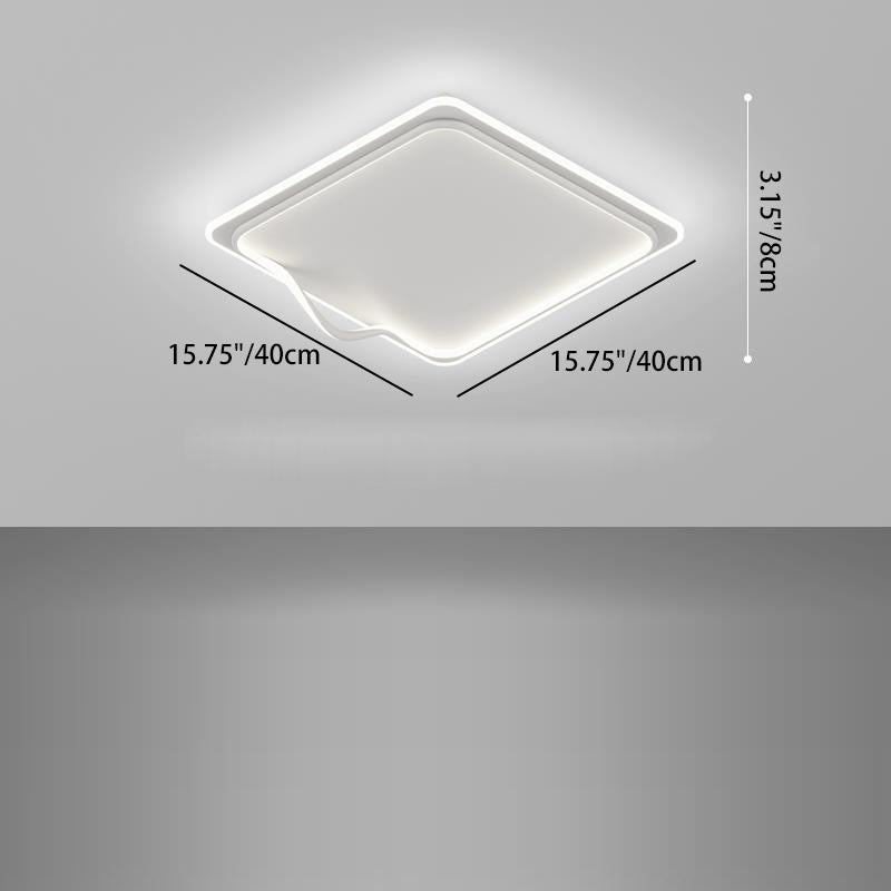 Modern Minimalist Square Round Bent Iron Aluminum LED Flush Mount Ceiling Light For Living Room