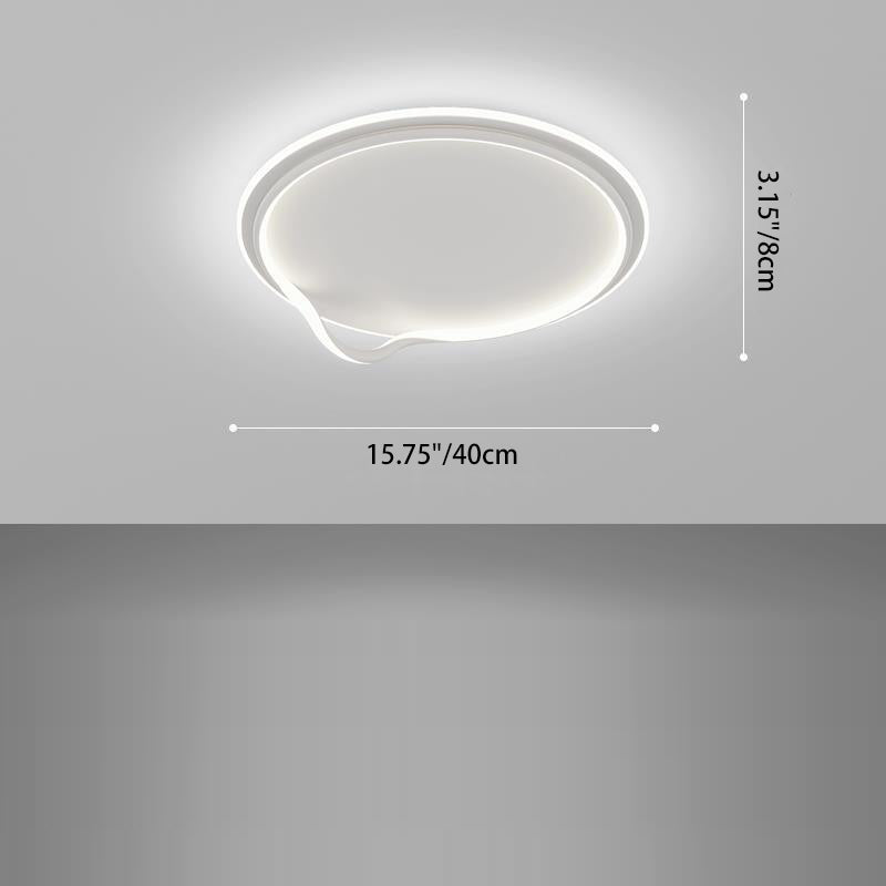 Modern Minimalist Square Round Bent Iron Aluminum LED Flush Mount Ceiling Light For Living Room