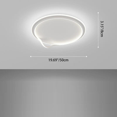 Modern Minimalist Square Round Bent Iron Aluminum LED Flush Mount Ceiling Light For Living Room