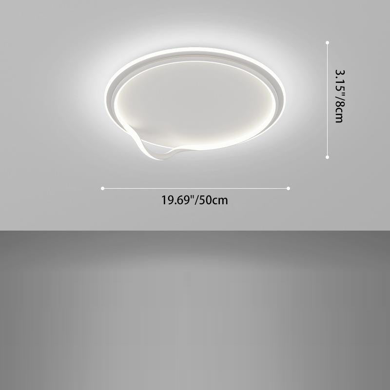 Modern Minimalist Square Round Bent Iron Aluminum LED Flush Mount Ceiling Light For Living Room