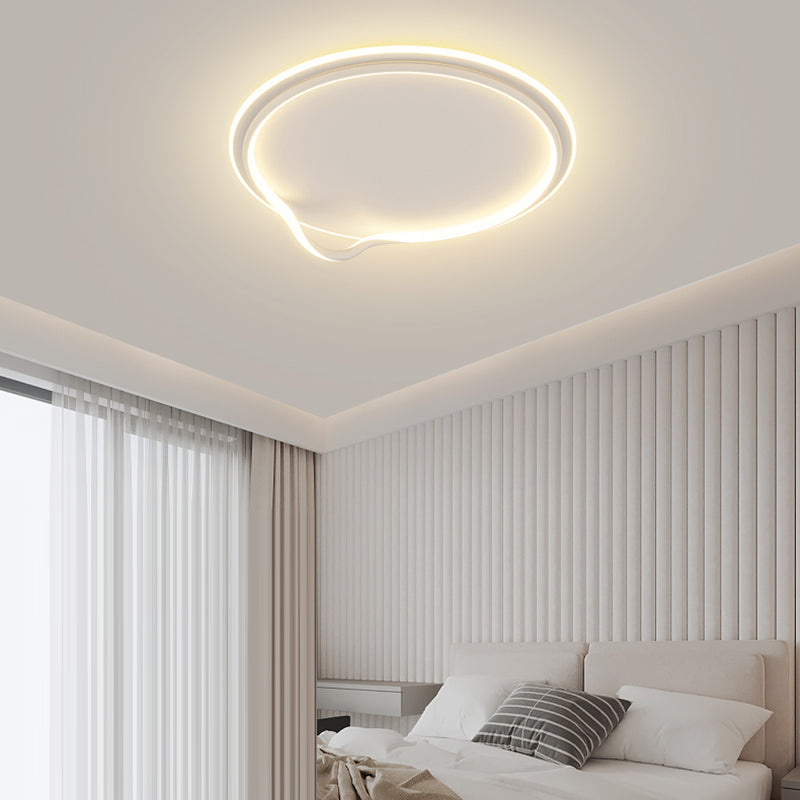 Modern Minimalist Square Round Bent Iron Aluminum LED Flush Mount Ceiling Light For Living Room