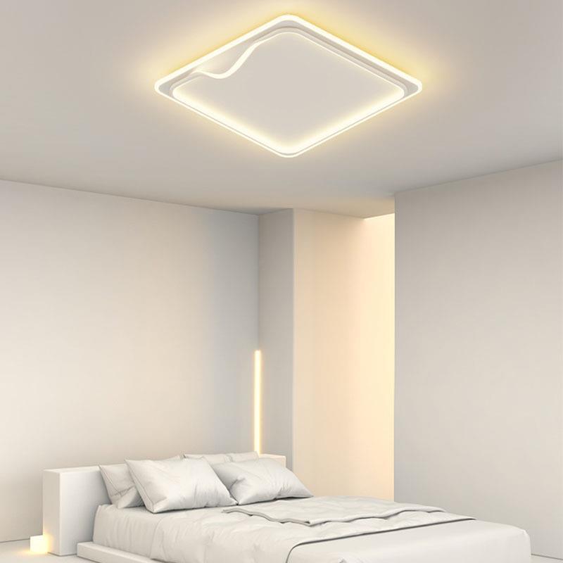 Modern Minimalist Square Round Bent Iron Aluminum LED Flush Mount Ceiling Light For Living Room