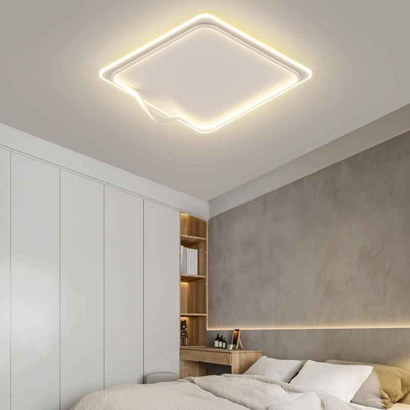 Modern Minimalist Square Round Bent Iron Aluminum LED Flush Mount Ceiling Light For Living Room