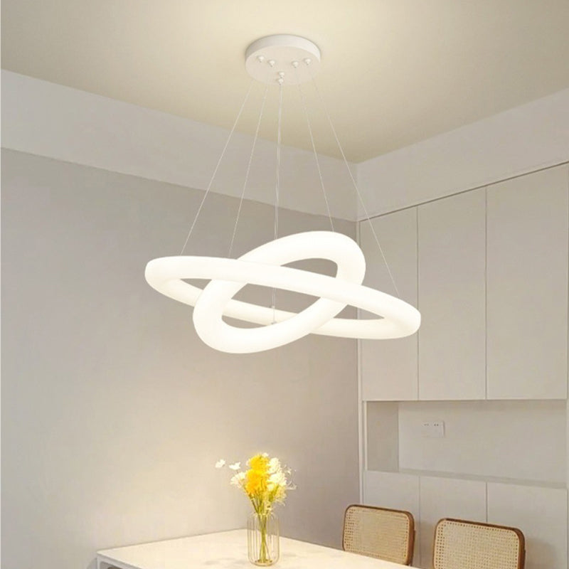 Modern Minimalist Ring Crossing Oval PE Hardware LED Chandelier For Living Room