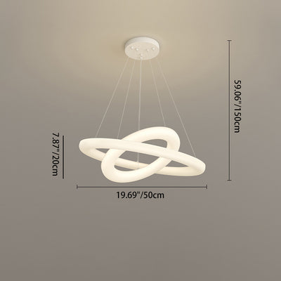 Modern Minimalist Ring Crossing Oval PE Hardware LED Chandelier For Living Room