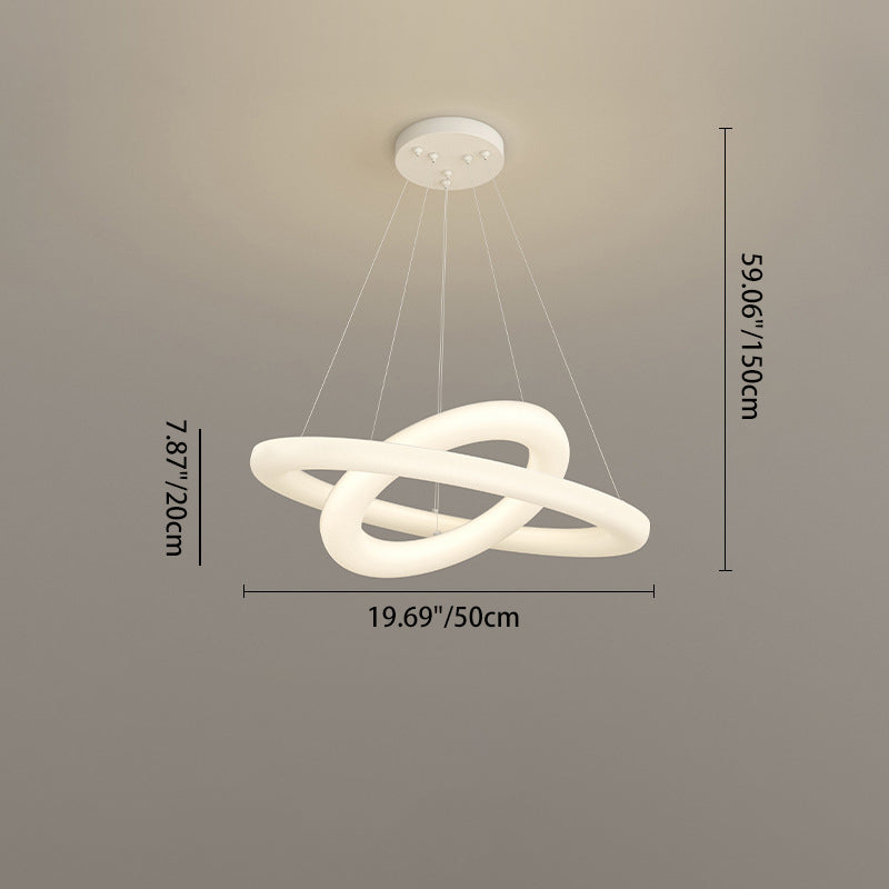 Modern Minimalist Ring Crossing Oval PE Hardware LED Chandelier For Living Room