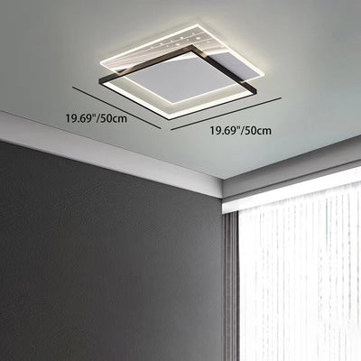 Modern Minimalist Rectangle Oval Round Square Acrylic Iron LED Flush Mount Ceiling Light For Living Room