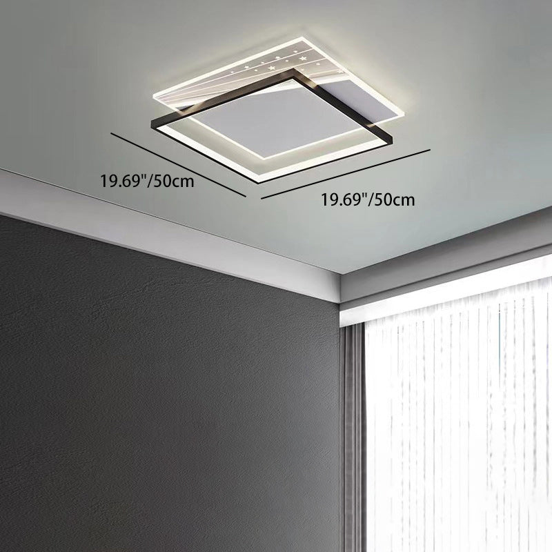 Modern Minimalist Rectangle Oval Round Square Acrylic Iron LED Flush Mount Ceiling Light For Living Room
