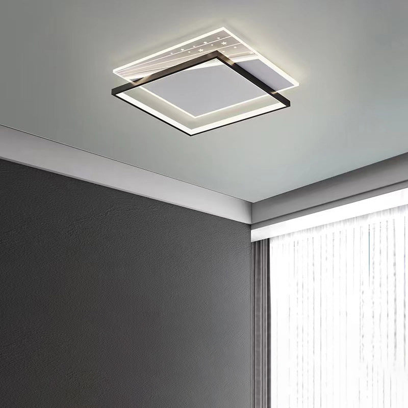 Modern Minimalist Rectangle Oval Round Square Acrylic Iron LED Flush Mount Ceiling Light For Living Room