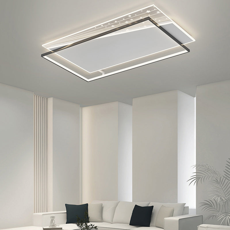 Modern Minimalist Rectangle Oval Round Square Acrylic Iron LED Flush Mount Ceiling Light For Living Room