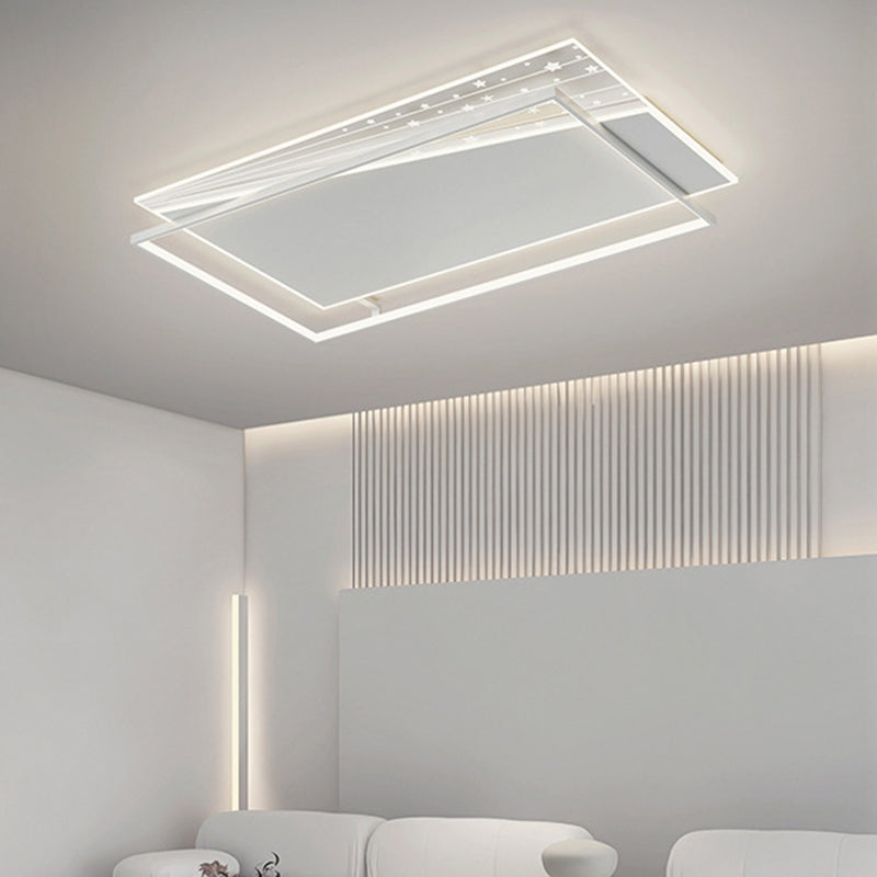 Modern Minimalist Rectangle Oval Round Square Acrylic Iron LED Flush Mount Ceiling Light For Living Room