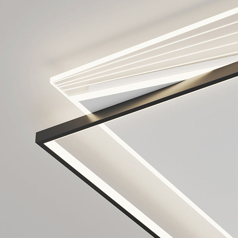 Modern Minimalist Rectangle Oval Round Square Acrylic Iron LED Flush Mount Ceiling Light For Living Room