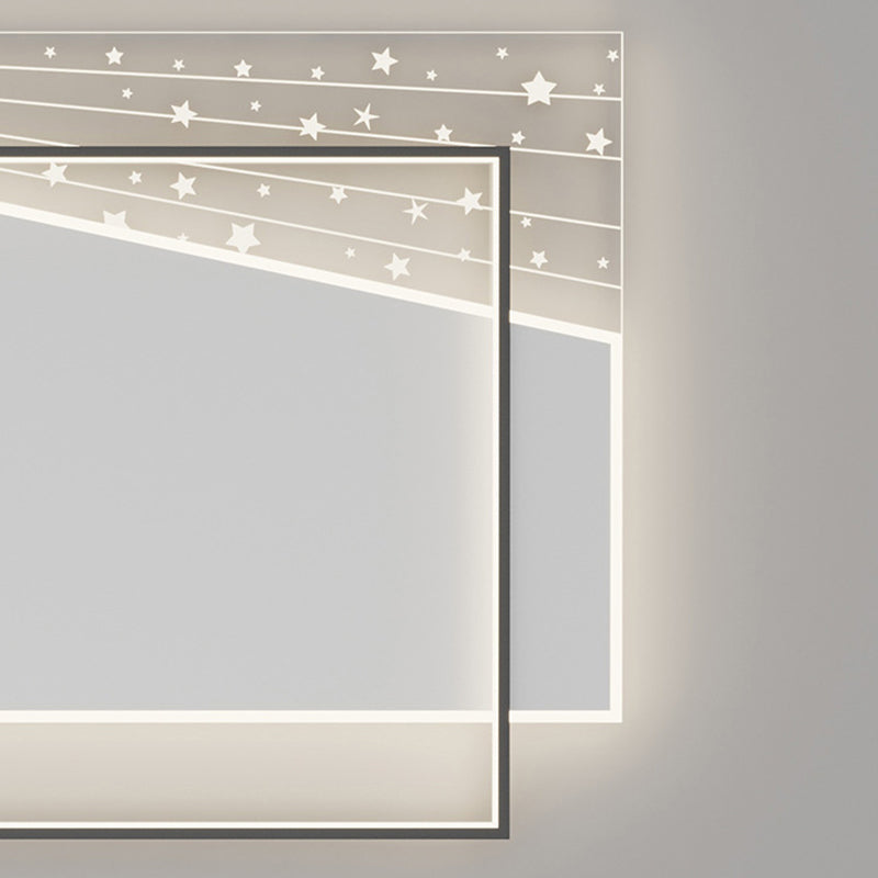 Modern Minimalist Rectangle Oval Round Square Acrylic Iron LED Flush Mount Ceiling Light For Living Room