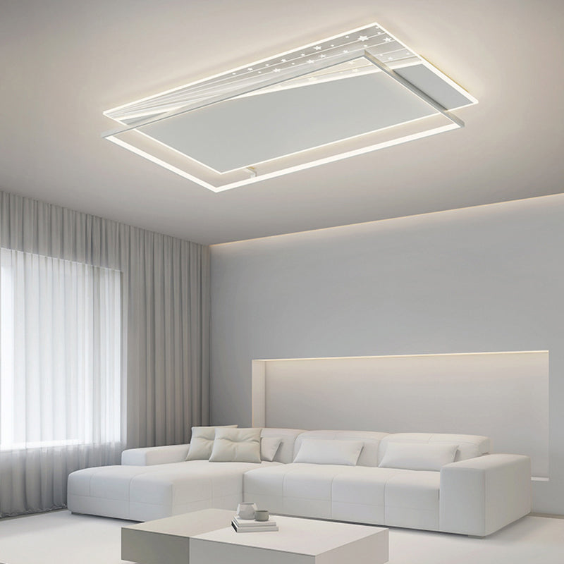 Modern Minimalist Rectangle Oval Round Square Acrylic Iron LED Flush Mount Ceiling Light For Living Room