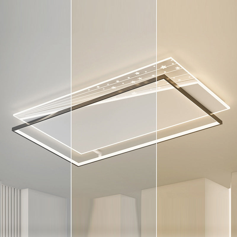 Modern Minimalist Rectangle Oval Round Square Acrylic Iron LED Flush Mount Ceiling Light For Living Room