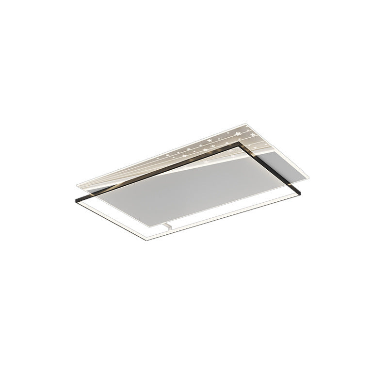Modern Minimalist Rectangle Oval Round Square Acrylic Iron LED Flush Mount Ceiling Light For Living Room