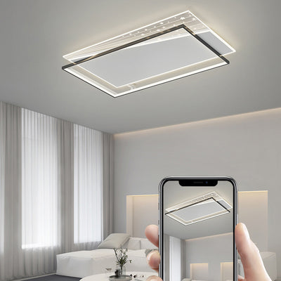 Modern Minimalist Rectangle Oval Round Square Acrylic Iron LED Flush Mount Ceiling Light For Living Room
