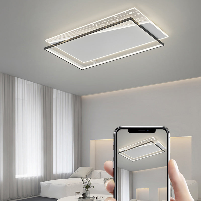 Modern Minimalist Rectangle Oval Round Square Acrylic Iron LED Flush Mount Ceiling Light For Living Room