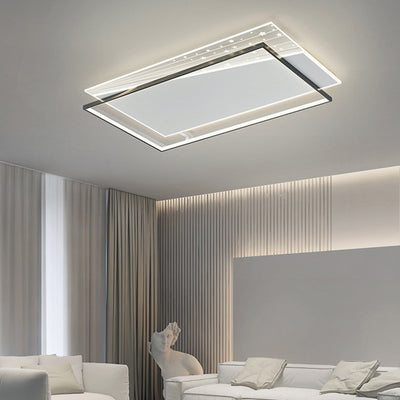 Modern Minimalist Rectangle Oval Round Square Acrylic Iron LED Flush Mount Ceiling Light For Living Room