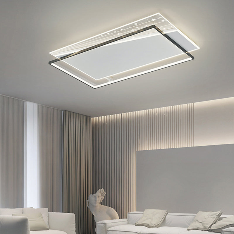 Modern Minimalist Rectangle Oval Round Square Acrylic Iron LED Flush Mount Ceiling Light For Living Room