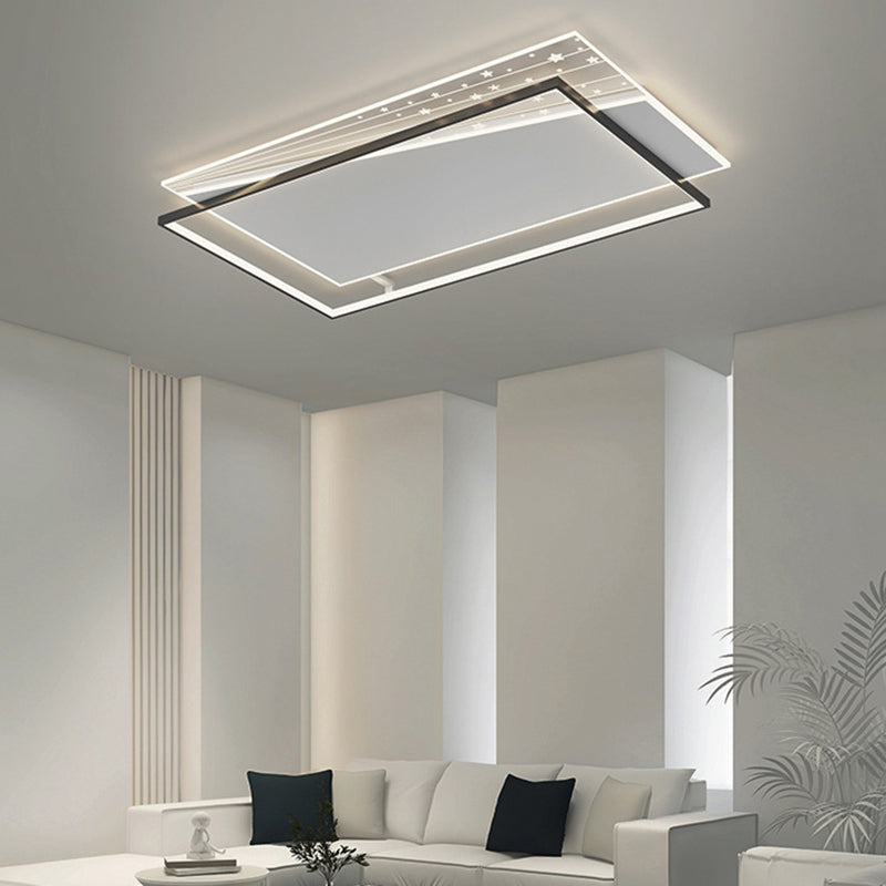Modern Minimalist Rectangle Oval Round Square Acrylic Iron LED Flush Mount Ceiling Light For Living Room