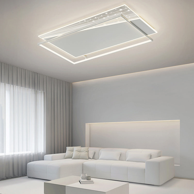 Modern Minimalist Rectangle Oval Round Square Acrylic Iron LED Flush Mount Ceiling Light For Living Room