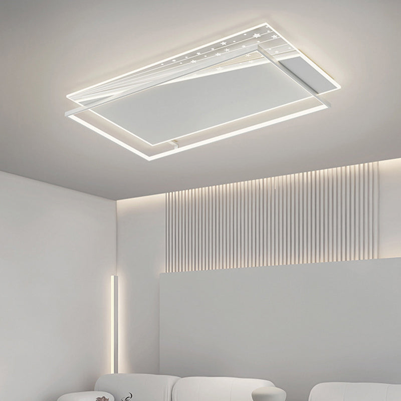 Modern Minimalist Rectangle Oval Round Square Acrylic Iron LED Flush Mount Ceiling Light For Living Room