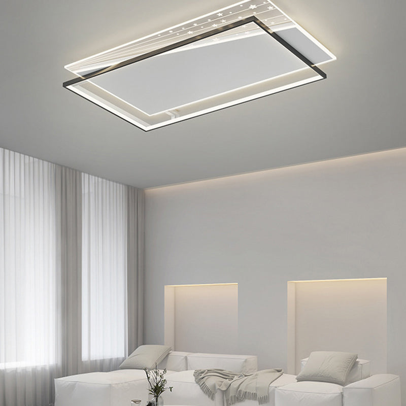 Modern Minimalist Rectangle Oval Round Square Acrylic Iron LED Flush Mount Ceiling Light For Living Room