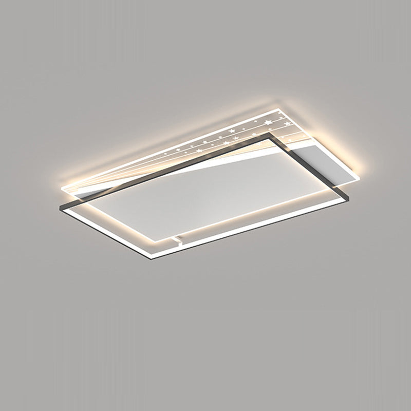 Modern Minimalist Rectangle Oval Round Square Acrylic Iron LED Flush Mount Ceiling Light For Living Room