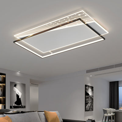 Modern Minimalist Rectangle Oval Round Square Acrylic Iron LED Flush Mount Ceiling Light For Living Room